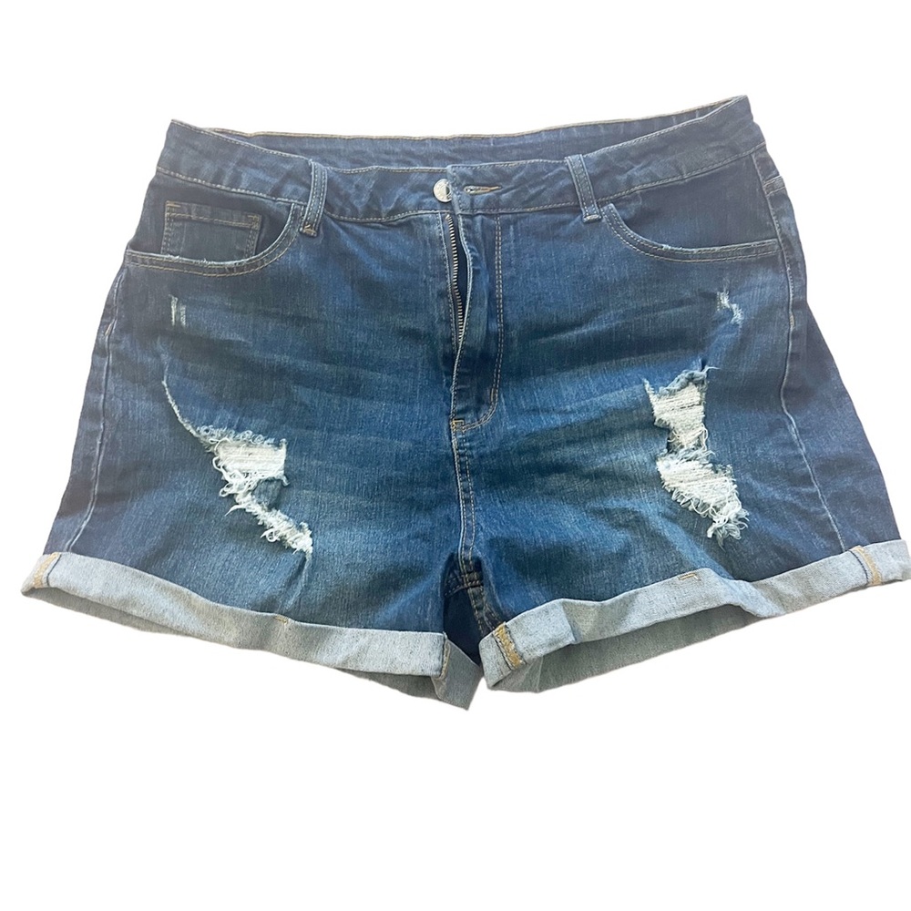 Blue dark denim jean shorts